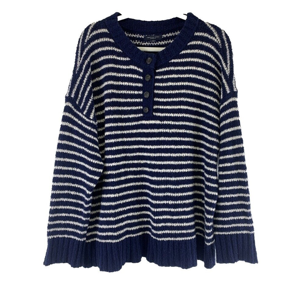 American Eagle Navy & White Striped Jegging Fit Sweater